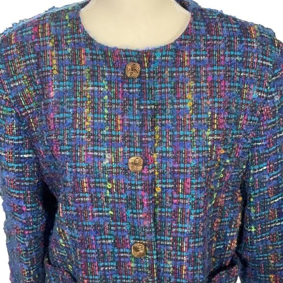 Vintage The Very Thing Wool Mohair Colorful Tweed Long Sleeve Lined Jacket Sz 10 - Picture 2 of 7